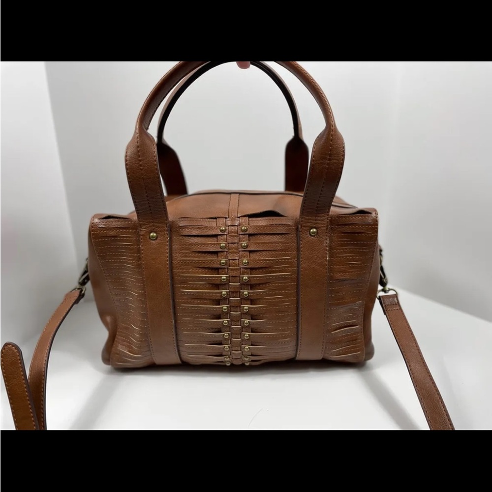 Nanette Lepore Brown Faux Leather Crossbody Satchel Bag